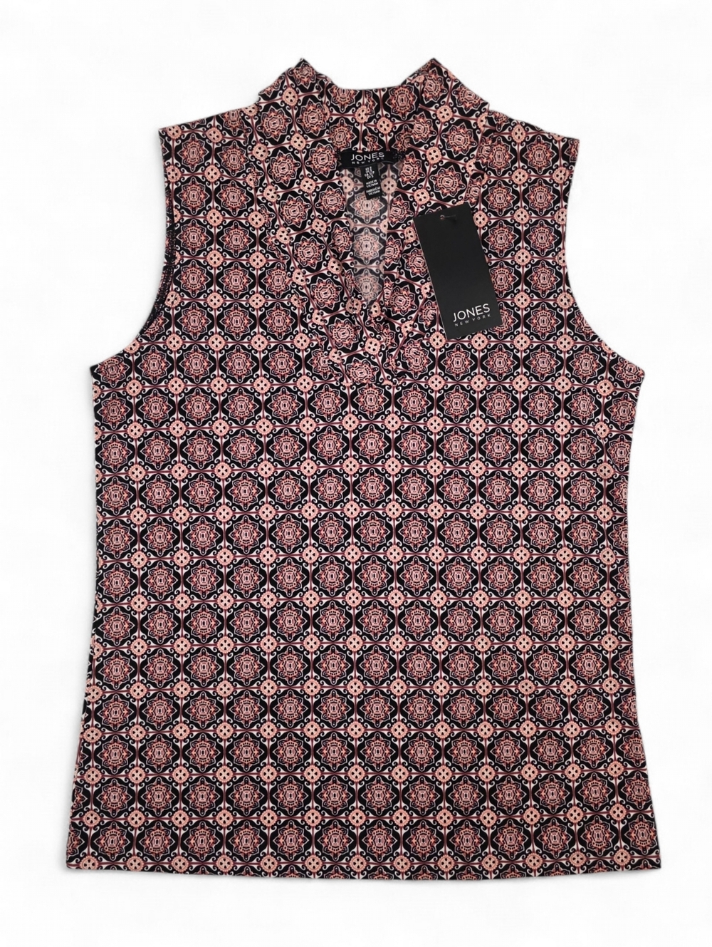 Jones New York Sleeveless Blouse Medallion Print Stretch Top S NWT Office Career